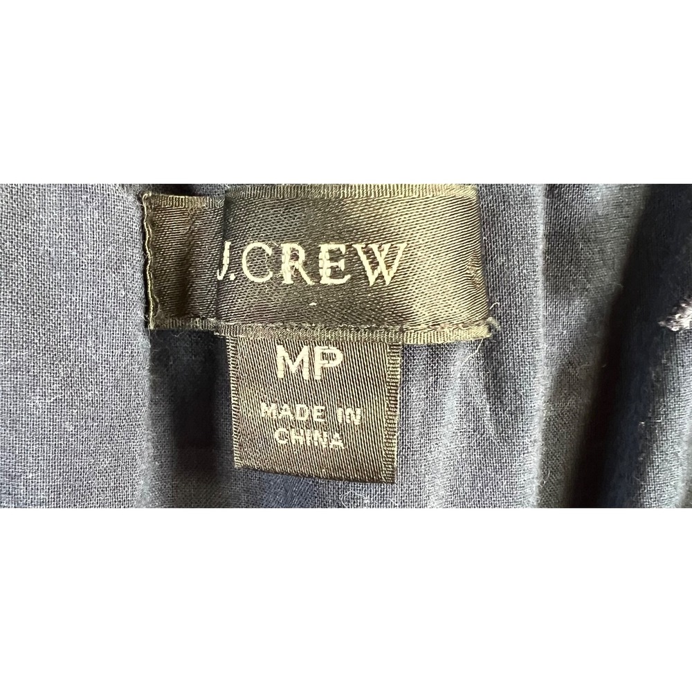 J Crew Tiered Embroidered Eyelet Dress Medium Navy Blue Mini Popover - Picture 9 of 10